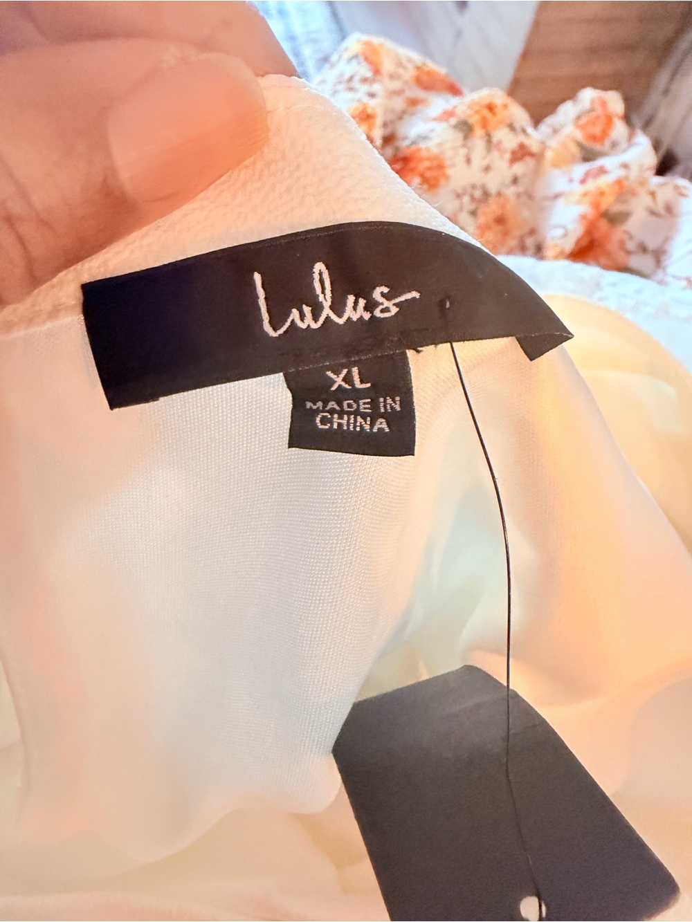 Lulus White Top with Sheer Embroidered Sleeves NWT - Picture 11 of 12